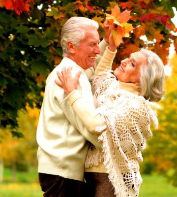 happy older couple outdoors